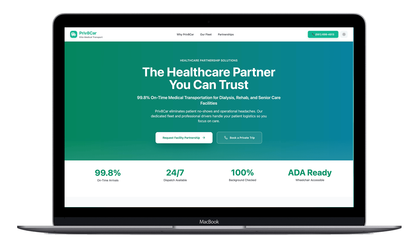 Priv8Car - NEMT Landing Page