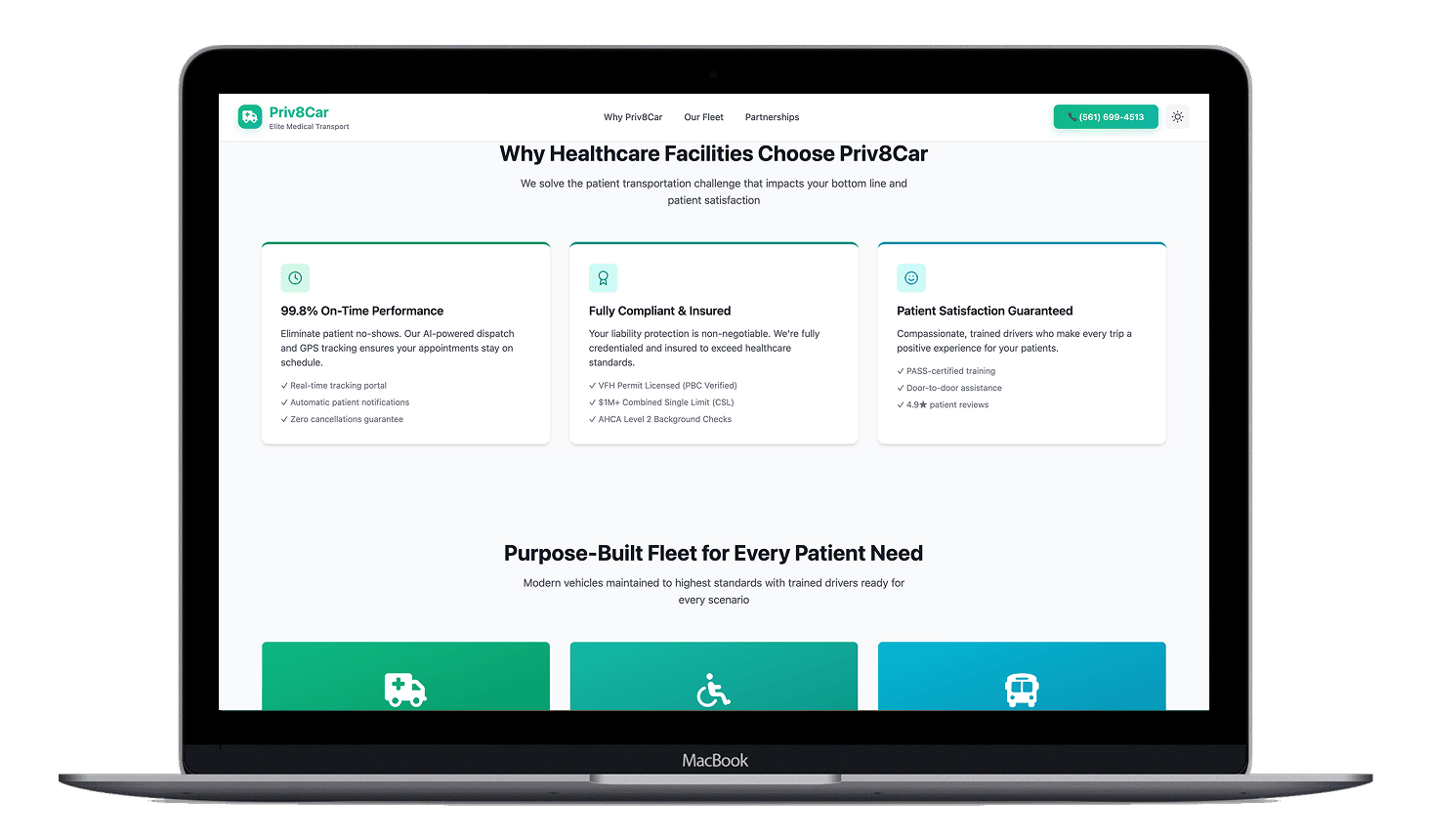 Priv8Car - NEMT Landing Page