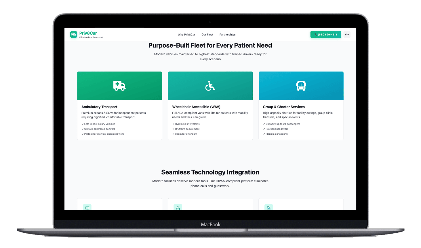 Priv8Car - NEMT Landing Page
